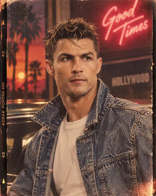 A 1980s portrait from a face you supply