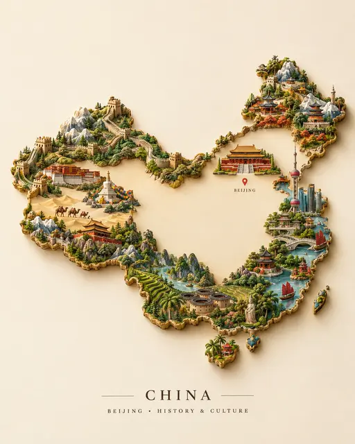 A country whose border is drawn from its own landmarks